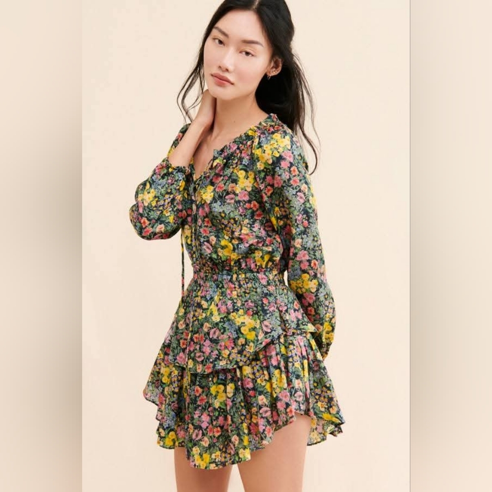 LoveShackFancy Popover Floral Mini Dress